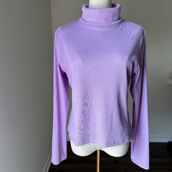 XL Slim Fit Simons Lilac Purple Ribbed Turtleneck - Picture 2 of 10